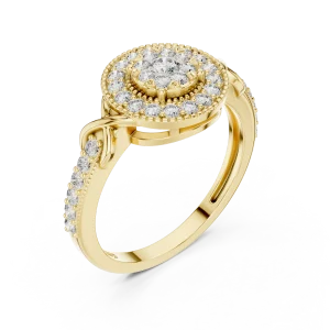 Luminary Round Brilliant Pavé-Set Halo Cocktail Ring