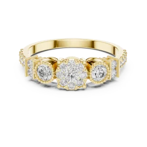 Luminary Round Brilliant Cluster Three-Stone Ring - Image 2