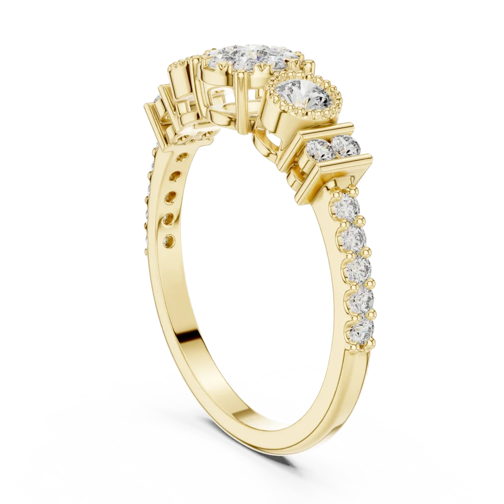 Luminary Round Brilliant Cluster Three-Stone Ring - Image 3