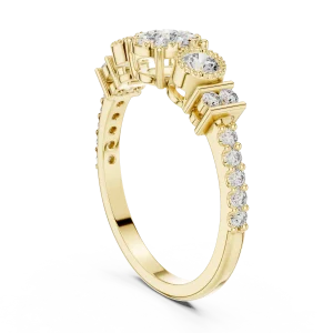 Luminary Round Brilliant Cluster Three-Stone Ring - Image 3