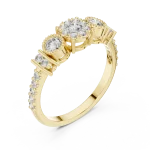 Luminary Round Brilliant Cluster Three-Stone Ring