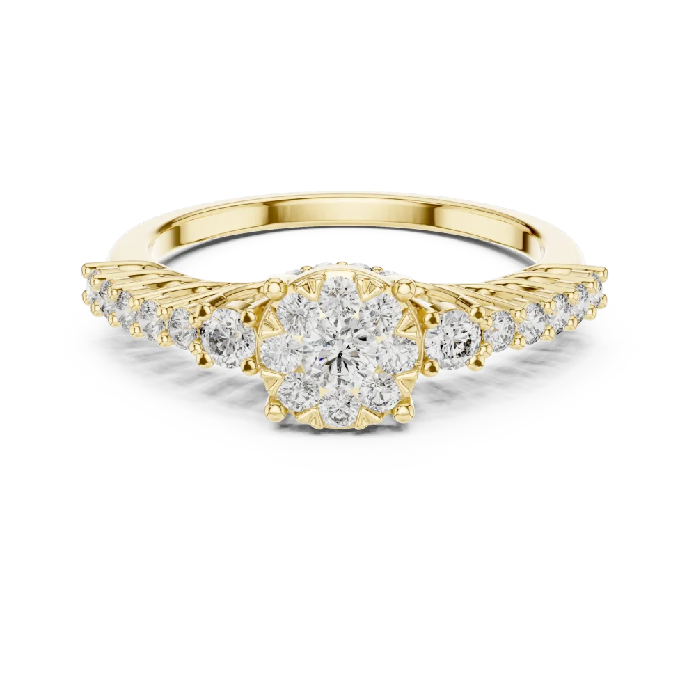 Luminary Round Brilliant Cluster Pavé Solitaire Ring - Image 2