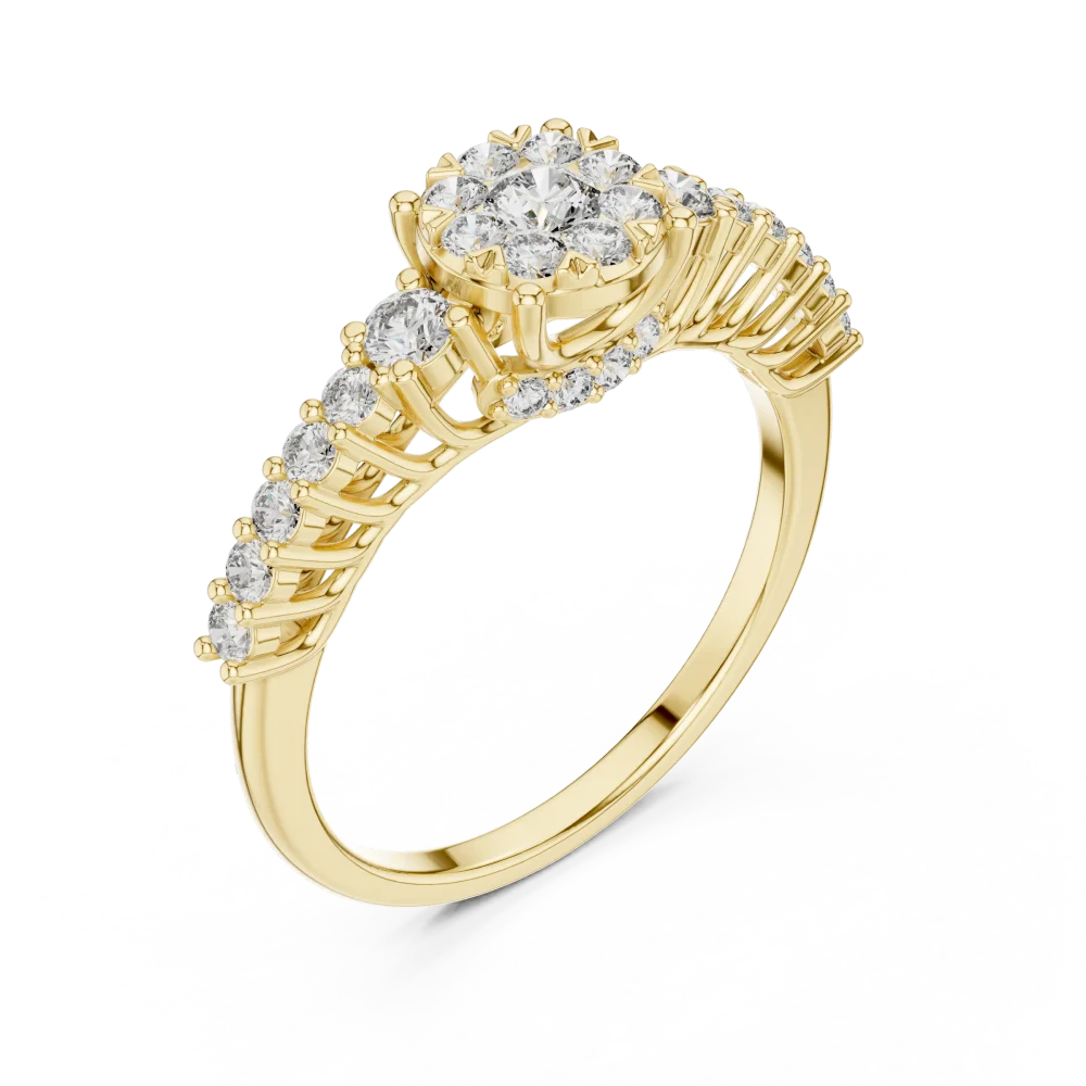 Discover the radiant beauty of our Round Cluster Solitaire Ring. Expertly crafted with premium DIAMEUR lab-grown diamonds. Shop this modern icon now.