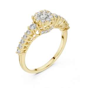 Luminary Round Brilliant Cluster Pavé Solitaire Ring