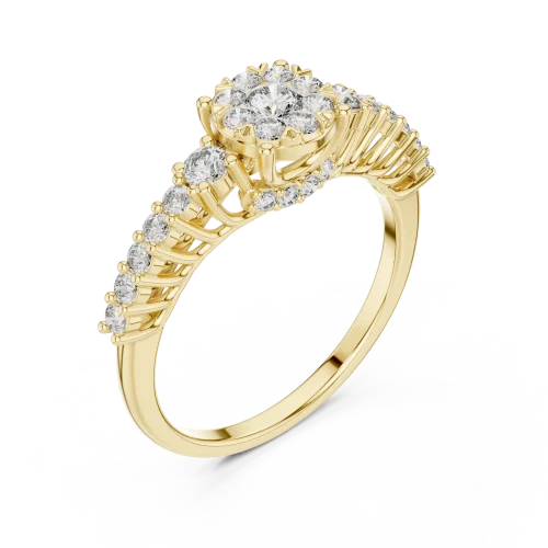 Luminary Round Brilliant Cluster Pavé Solitaire Ring