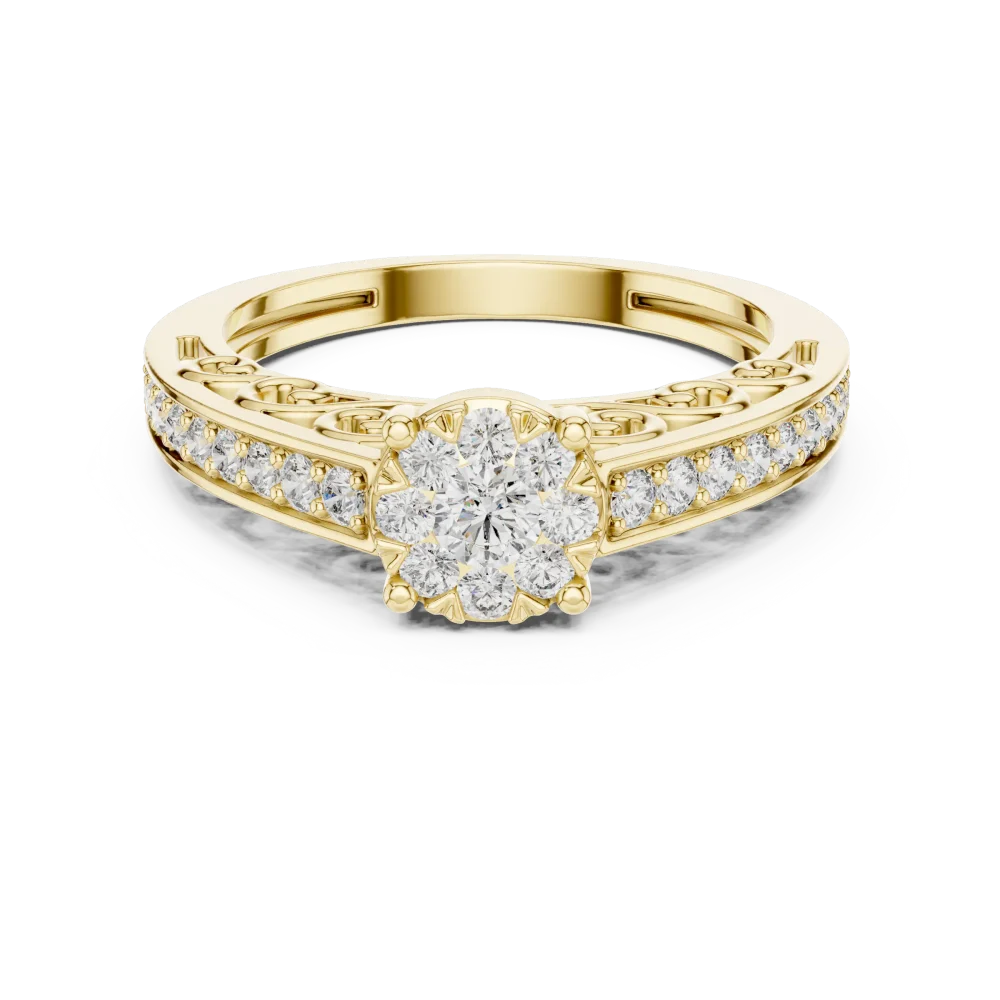 Luminary Round Brilliant Pavé-Set Filigree Solitaire Ring - Image 2