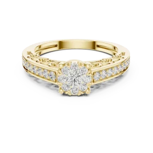 Luminary Round Brilliant Pavé-Set Filigree Solitaire Ring - Image 2