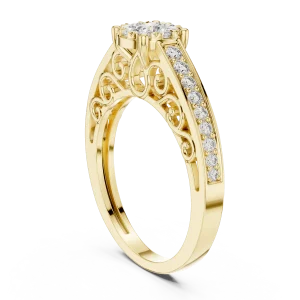 Luminary Round Brilliant Pavé-Set Filigree Solitaire Ring - Image 3