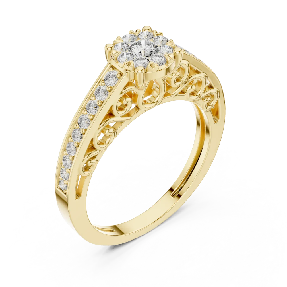 Experience the radiant fire of this filigree-accented solitaire ring. Featuring VVS-VS DIAMEUR lab-grown diamonds, discover sustainable luxury today.