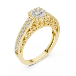 Luminary Round Brilliant Pavé-Set Filigree Solitaire Ring