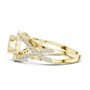 Luminary Round Brilliant Pavé-Set Twisted Halo Solitaire Ring - Image 4