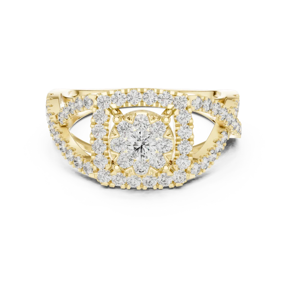 Luminary Round Brilliant Pavé-Set Twisted Halo Solitaire Ring - Image 2