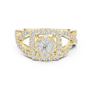 Luminary Round Brilliant Pavé-Set Twisted Halo Solitaire Ring - Image 2