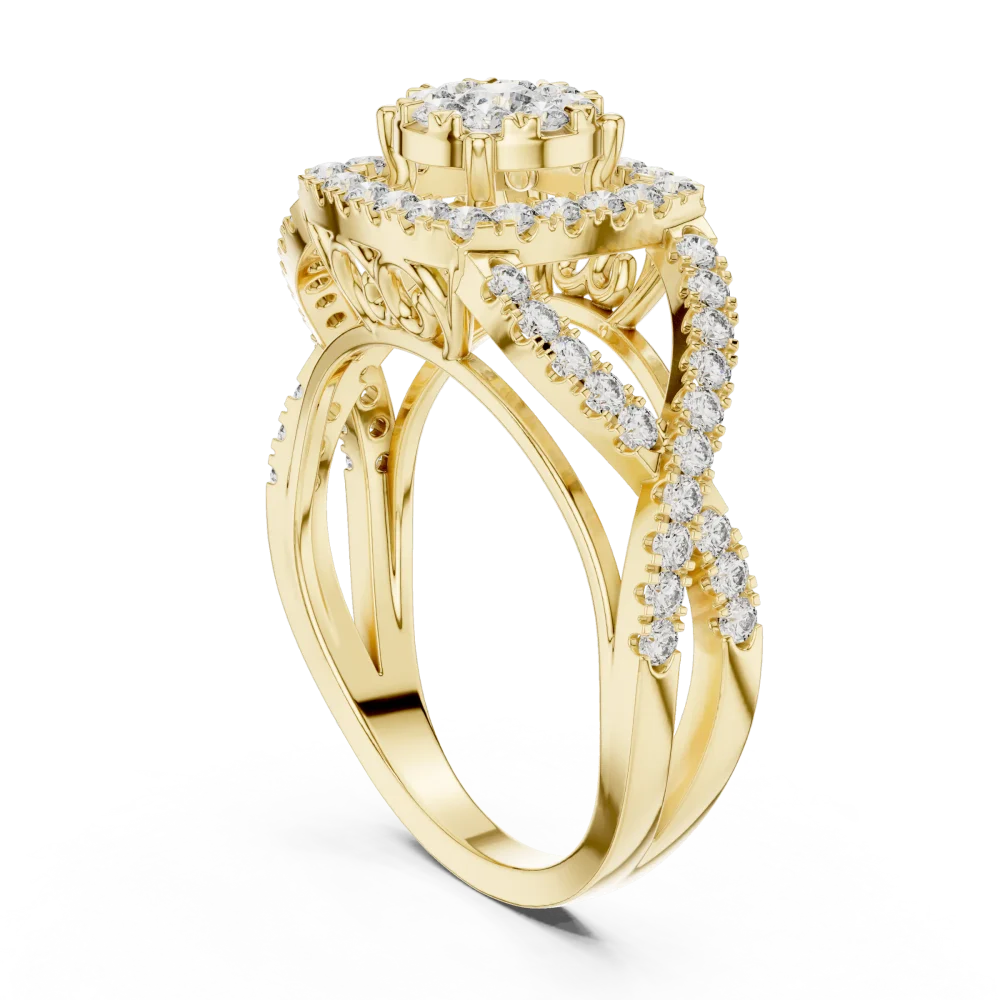 Luminary Round Brilliant Pavé-Set Twisted Halo Solitaire Ring - Image 3