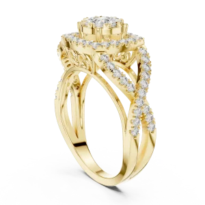 Luminary Round Brilliant Pavé-Set Twisted Halo Solitaire Ring - Image 3