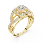 Luminary Round Brilliant Pavé-Set Twisted Halo Solitaire Ring