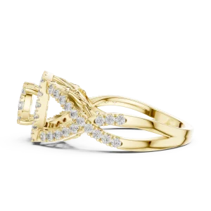 Luminary Round Brilliant Pavé-Set Architectural Halo Ring - Image 4