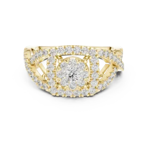 Luminary Round Brilliant Pavé-Set Architectural Halo Ring - Image 2