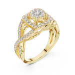Luminary Round Brilliant Pavé-Set Architectural Halo Ring
