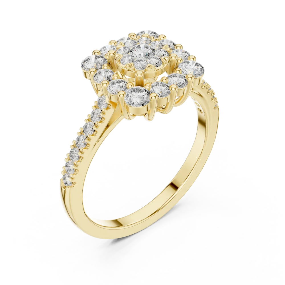 Discover the radiant elegance of our cluster cocktail ring, featuring brilliant DIAMEUR diamonds. Elevate your style with this modern luxury piece.