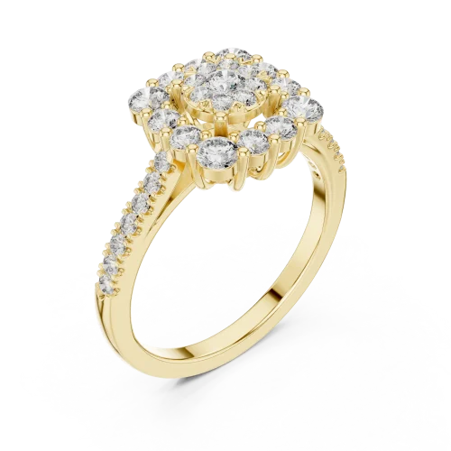 Luminary Round Brilliant Pavé-Set Cluster Cocktail Ring