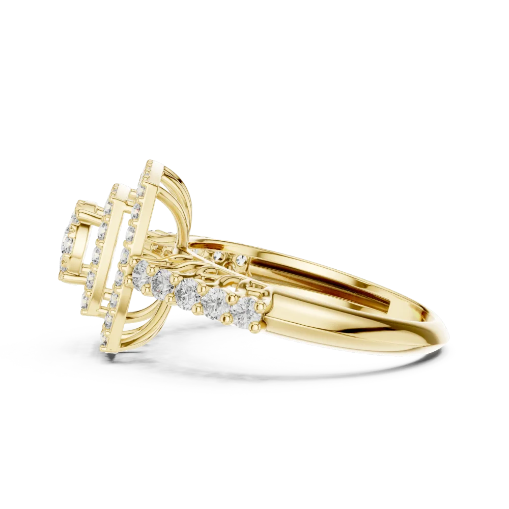 Symmetry Geometric Double Halo Round Diamond Cocktail Ring - Image 4