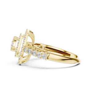 Symmetry Geometric Double Halo Round Diamond Cocktail Ring - Image 4