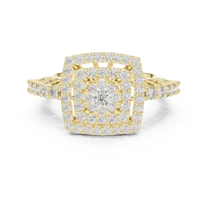 Symmetry Geometric Double Halo Round Diamond Cocktail Ring - Image 2