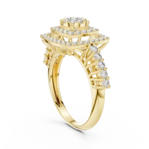 Symmetry Geometric Double Halo Round Diamond Cocktail Ring - Image 3