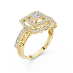 Symmetry Geometric Double Halo Round Diamond Cocktail Ring