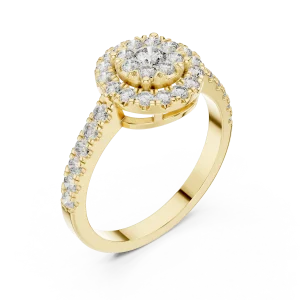 Luminary Round Brilliant Pavé-Set Halo Solitaire Ring