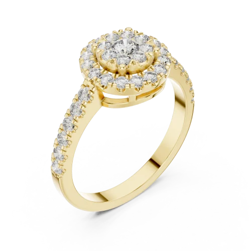 Luminary Round Brilliant Pavé-Set Halo Solitaire Ring