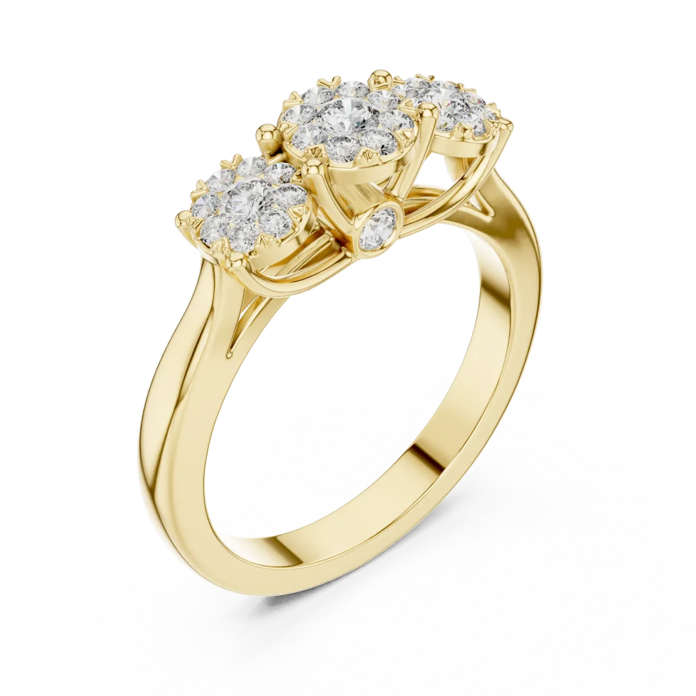 Discover the radiant brilliance of our triple-cluster DIAMEUR lab-grown diamond ring. A modern classic designed for effortless elegance. Shop now.