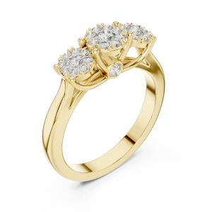 Luminary Round Brilliant Triple Cluster Statement Ring