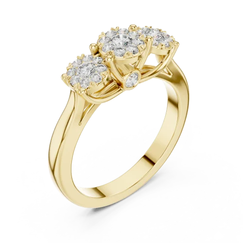 Luminary Round Brilliant Triple Cluster Statement Ring