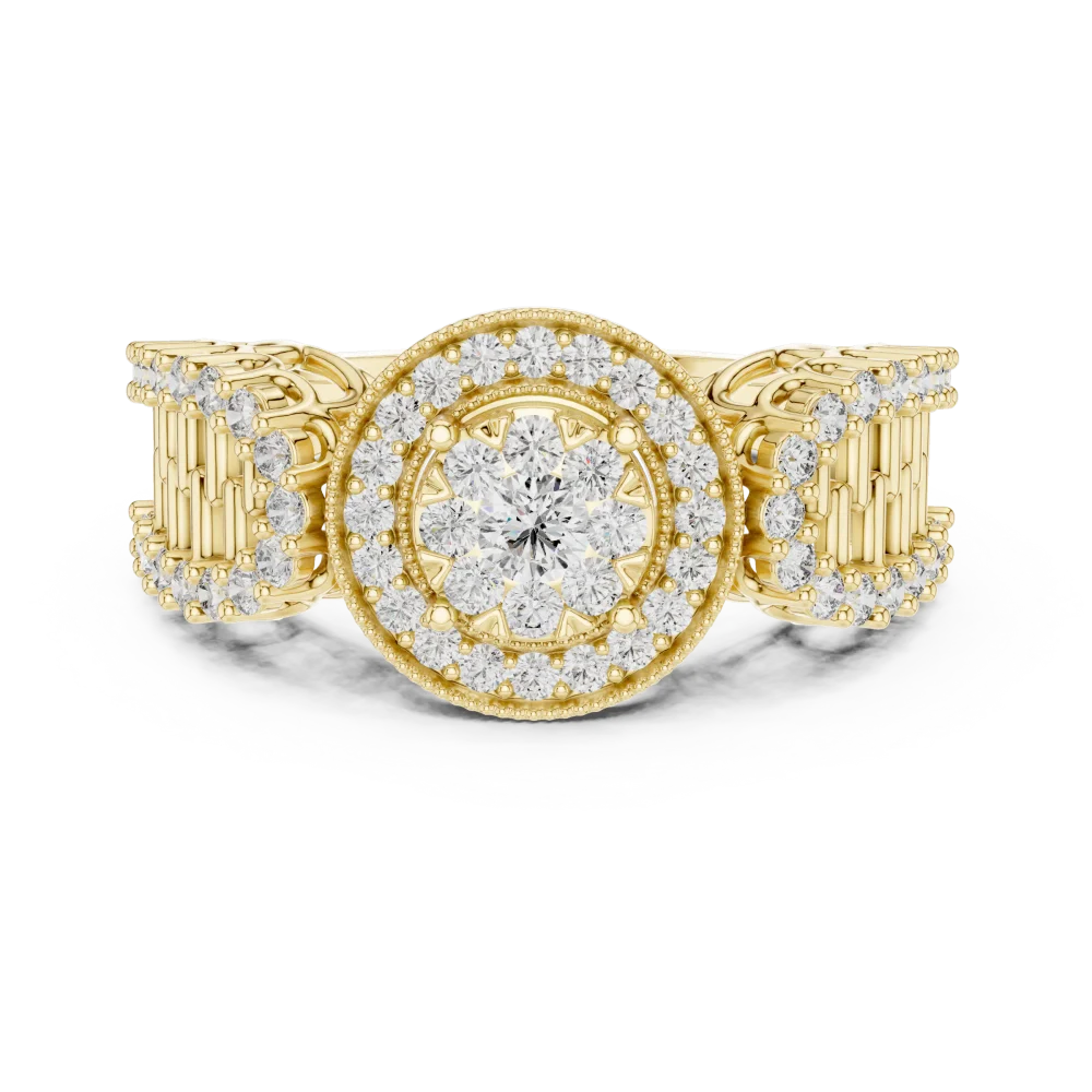 Luminary Round Pavé-Set Architectural Cocktail Ring - Image 2