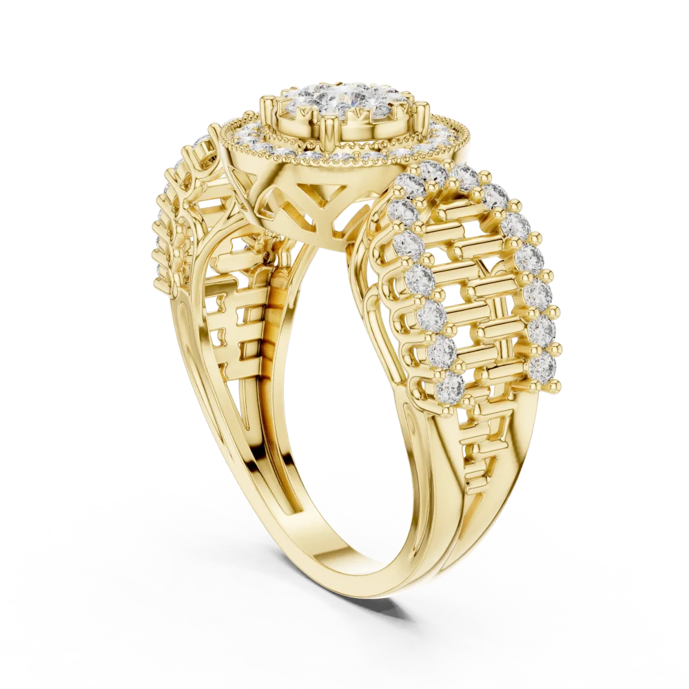 Luminary Round Pavé-Set Architectural Cocktail Ring - Image 3