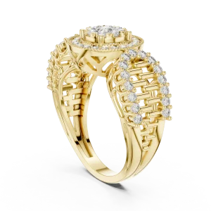 Luminary Round Pavé-Set Architectural Cocktail Ring - Image 3
