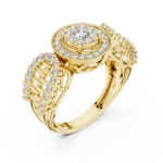 Luminary Round Pavé-Set Architectural Cocktail Ring
