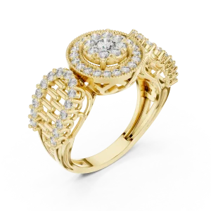 Luminary Round Pavé-Set Architectural Cocktail Ring