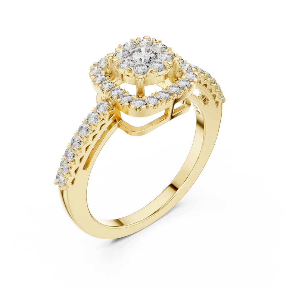 Discover the radiant beauty of our halo engagement ring. Featuring brilliant-cut DIAMEUR diamonds, this modern classic is designed to dazzle. Shop now.