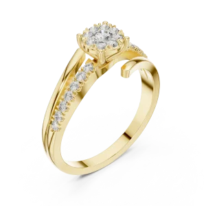 Ethereal Round Brilliant Pavé-Set Solitaire Ring