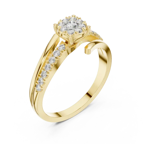 Ethereal Round Brilliant Pavé-Set Solitaire Ring