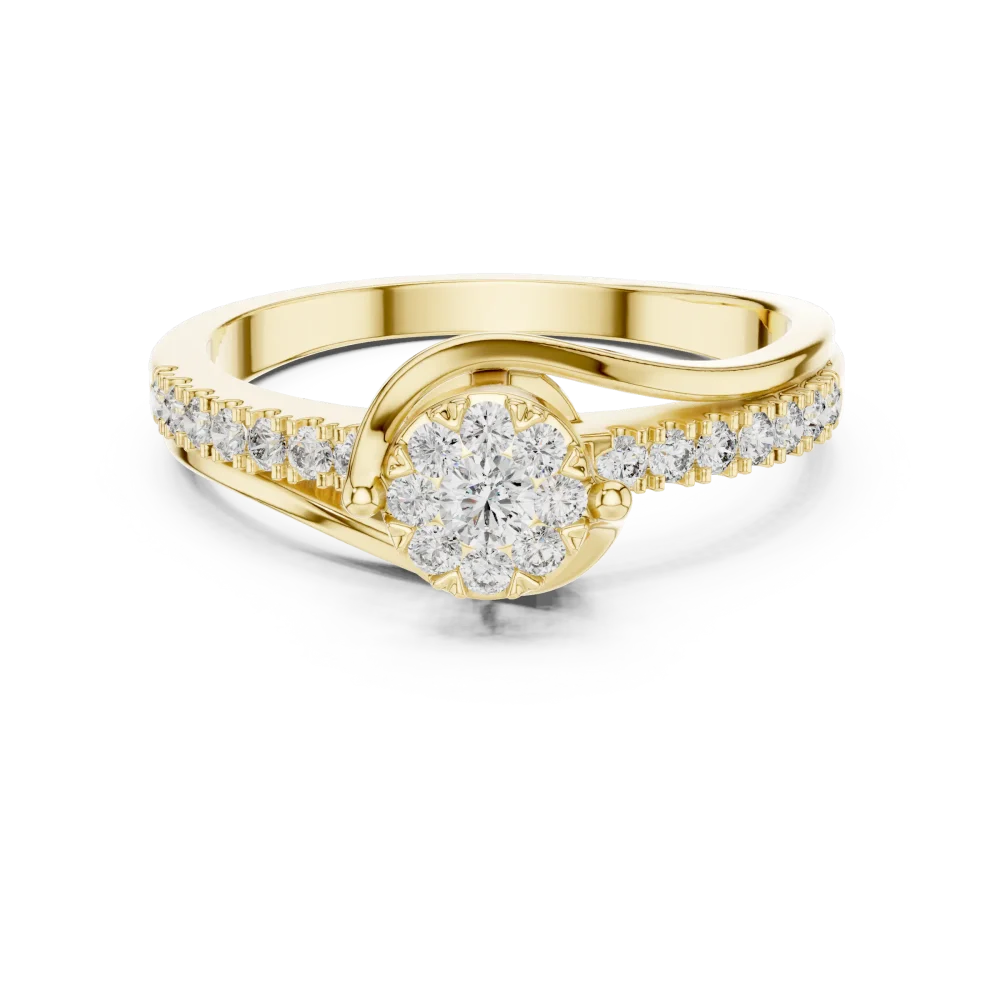Luminary Round Brilliant Pavé-Set Fluid Solitaire Ring - Image 2