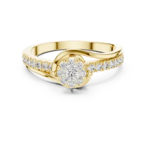 Luminary Round Brilliant Pavé-Set Fluid Solitaire Ring - Image 2