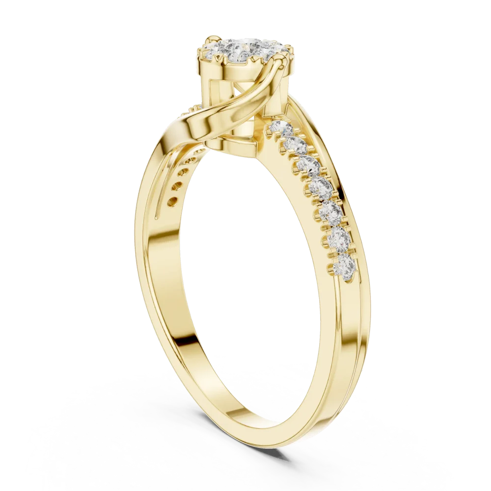 Luminary Round Brilliant Pavé-Set Fluid Solitaire Ring - Image 3