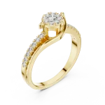 Luminary Round Brilliant Pavé-Set Fluid Solitaire Ring
