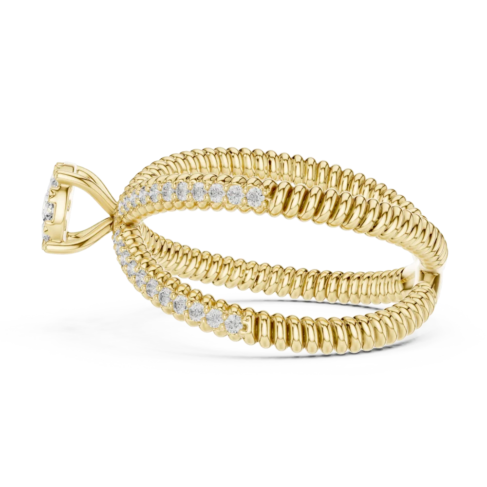 Infinite Round Brilliant Pavé-Set Cross Over Solitaire Ring - Image 4