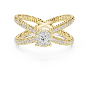 Infinite Round Brilliant Pavé-Set Cross Over Solitaire Ring - Image 2