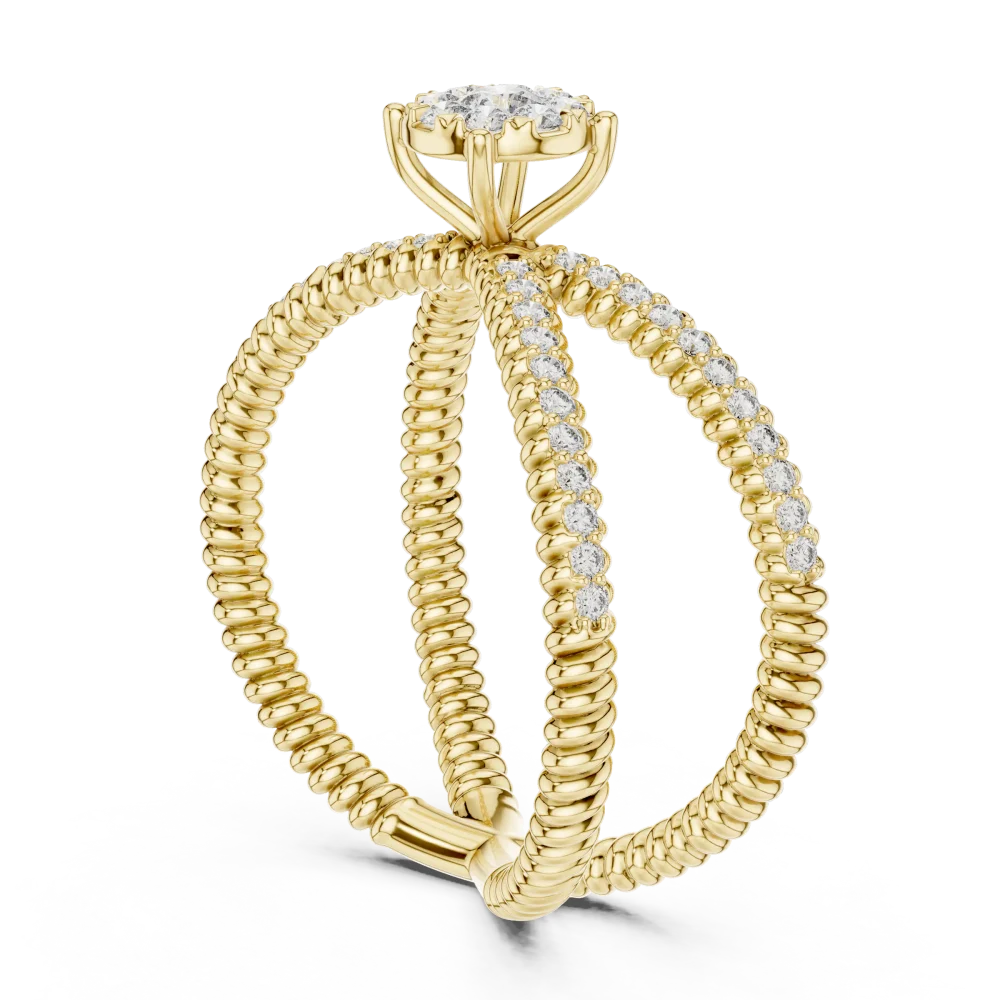 Infinite Round Brilliant Pavé-Set Cross Over Solitaire Ring - Image 3